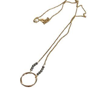 Vintage 925 Italy Sterling Silver Signed BSI Halo hematite Necklace Gold Plated